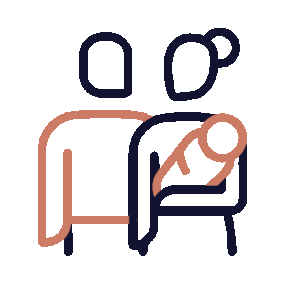 Cartoon illustration of a person sleeping in bed with a pillow, seen from behind.