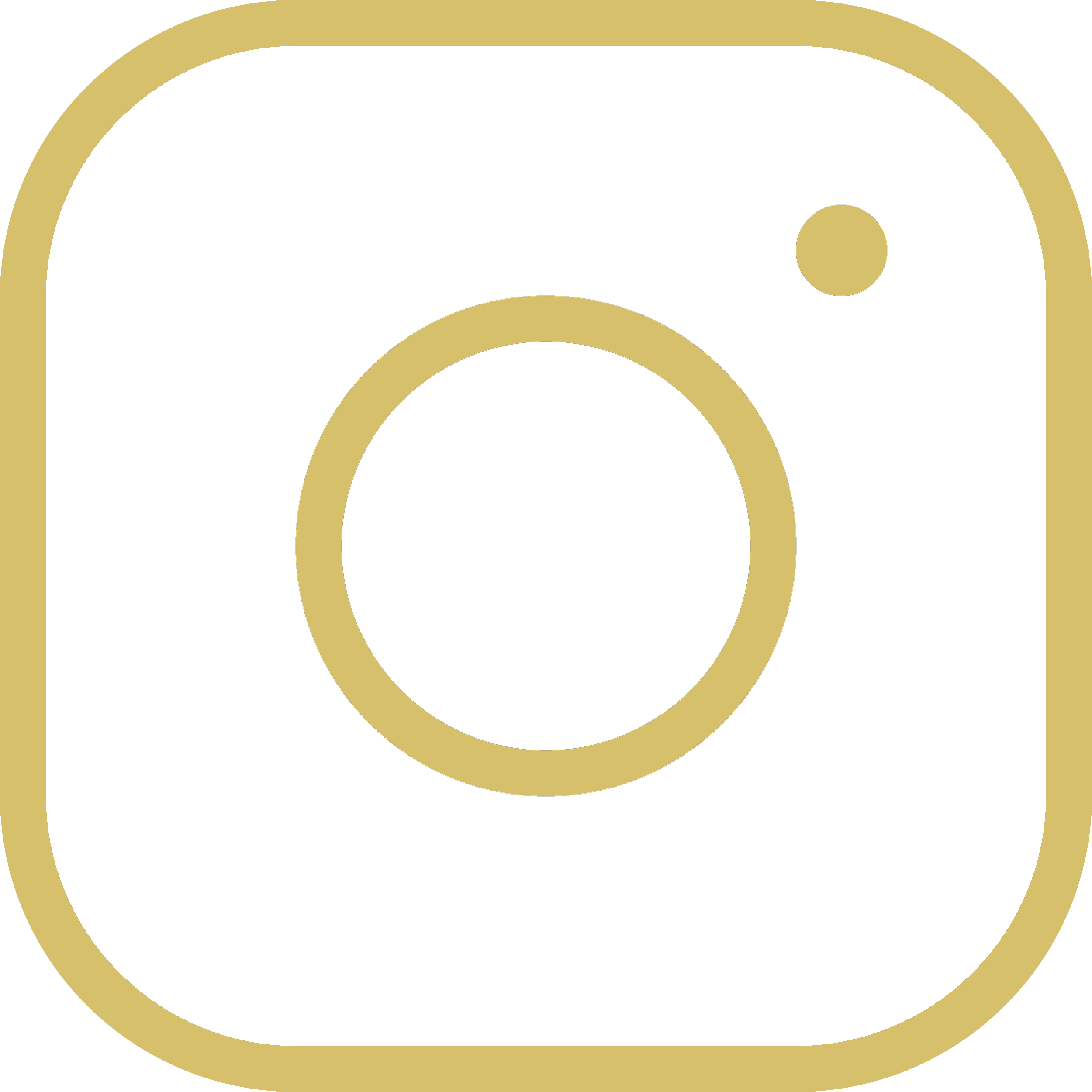 Facebook logo, square black background with gold outline and icon.