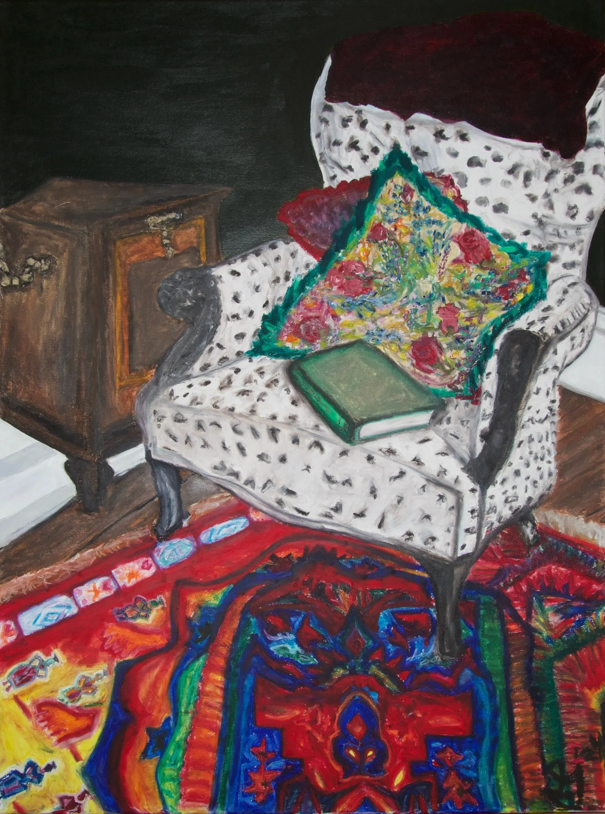 Oil paint and oil pastel sticks on canvas.
24 by 36 inches.