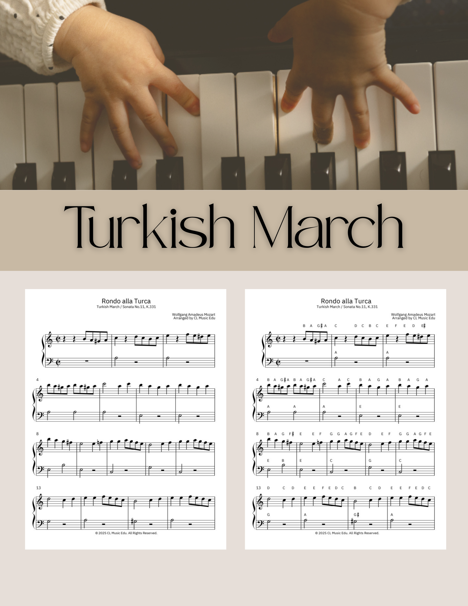 Turkish March | Mozart | Easy Piano