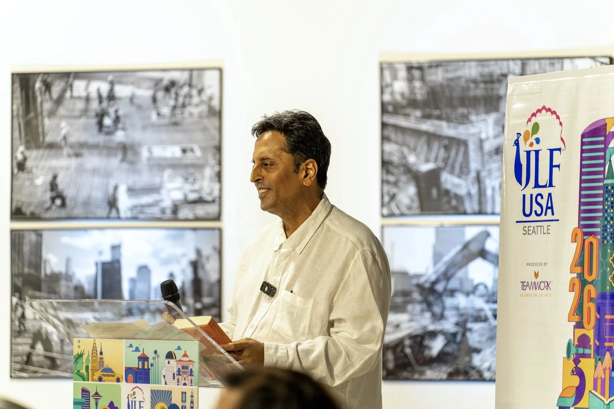 Image of Ravi Vedula speaking at JLF Seattle