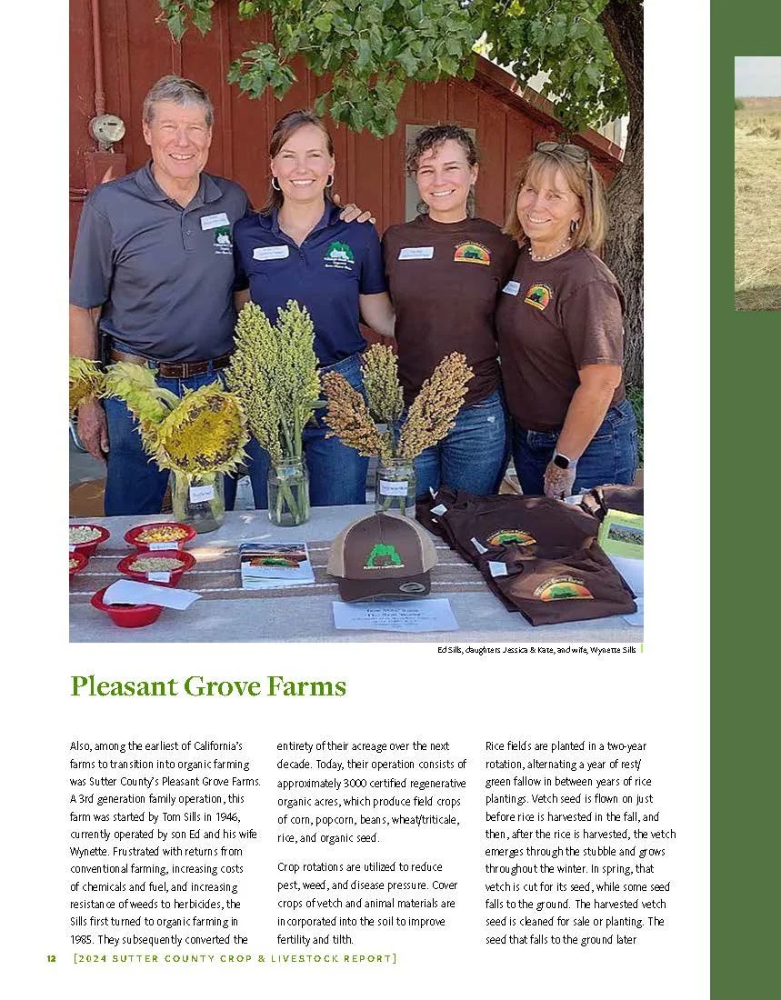 The most recent Sutter Crop Report featured Pleasant Grove Farms!