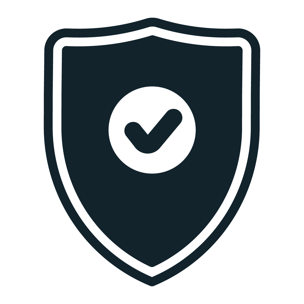 Icon of a shield with a checkmark in the center, representing security or protection.