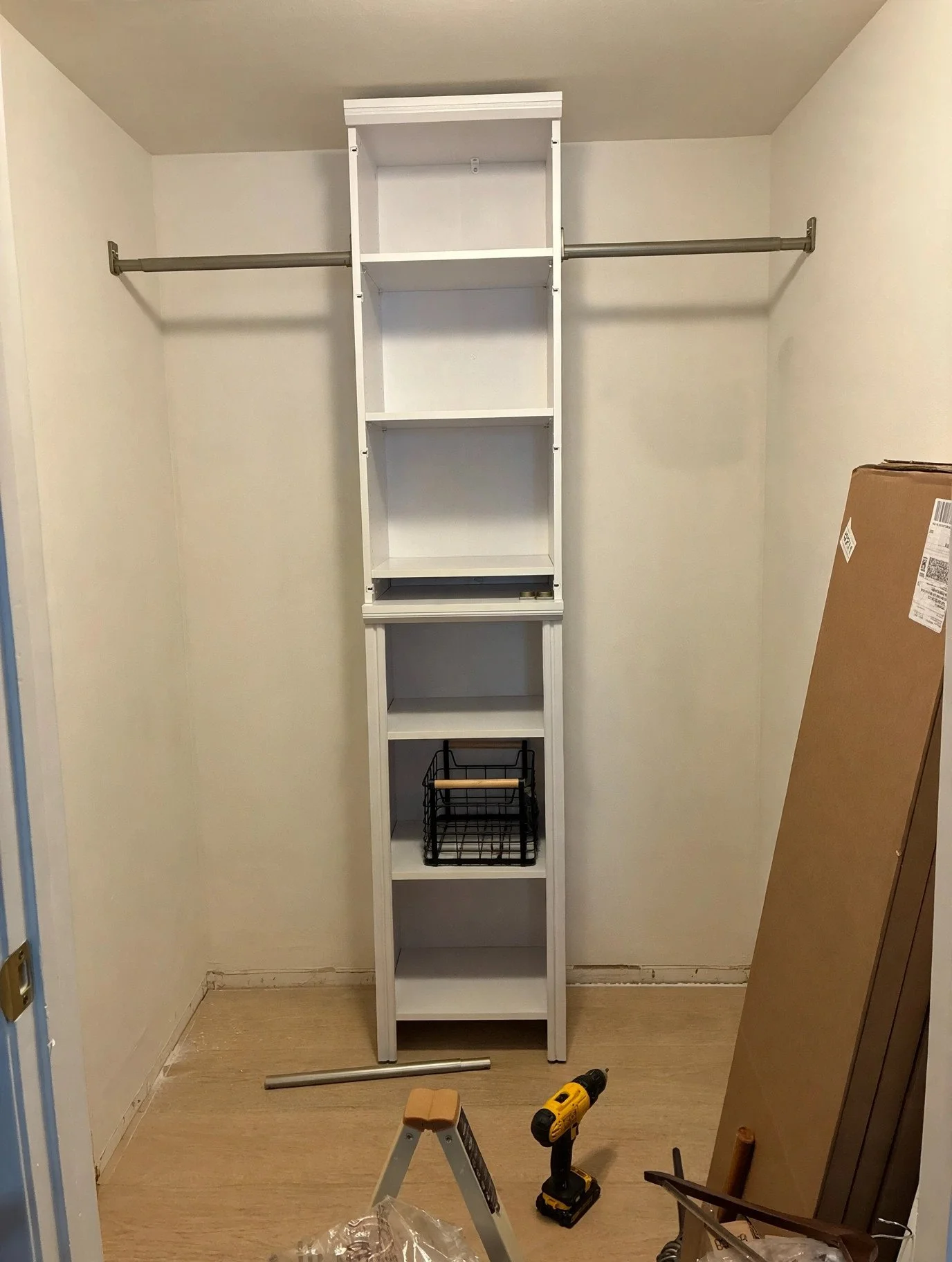 Hallway Closet Update — Dress rod and tops rod installed