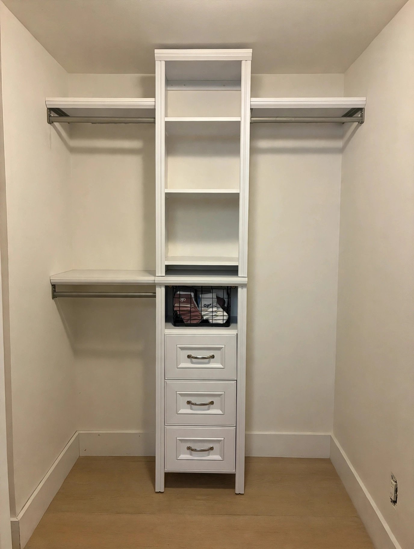 Hallway Closet Update — Shelves and drawers installed