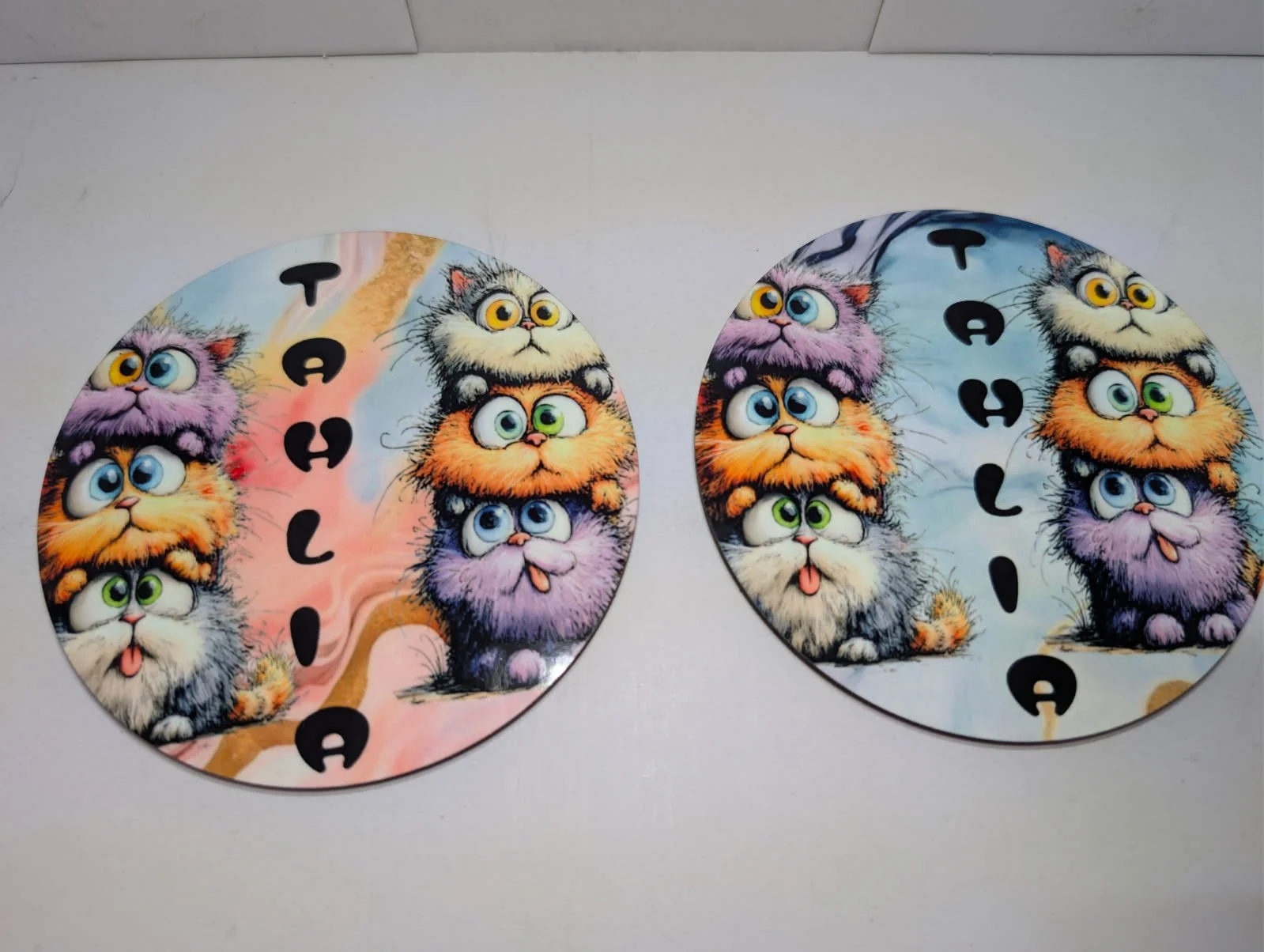 Stacked Cats Personalized Can Cooler Set