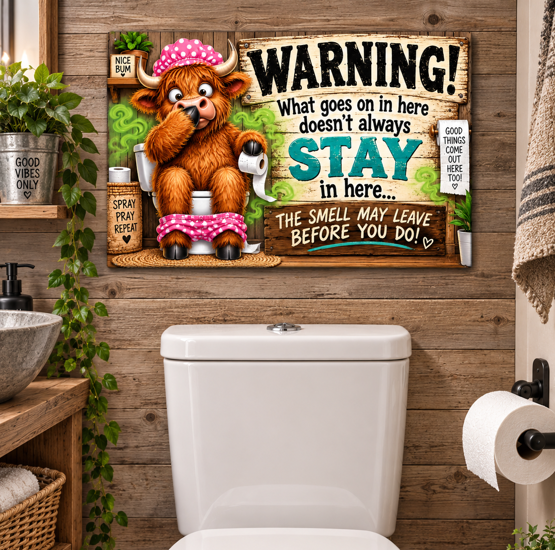 Cute Cow Bathroom Sign