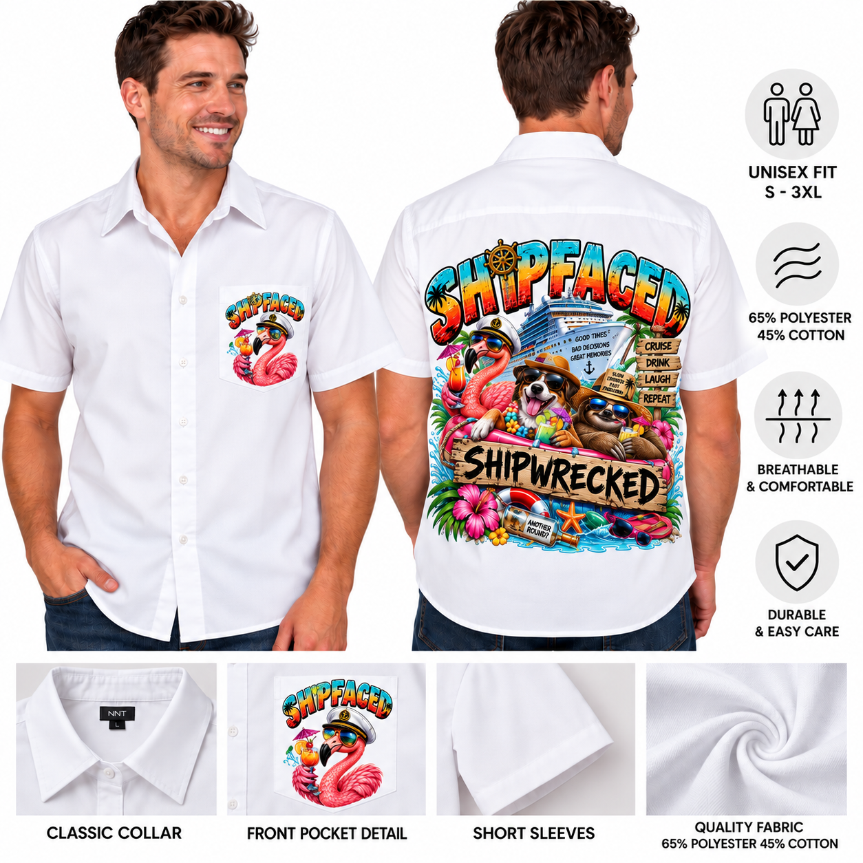 Unisex Cruise Adventure Button-Up