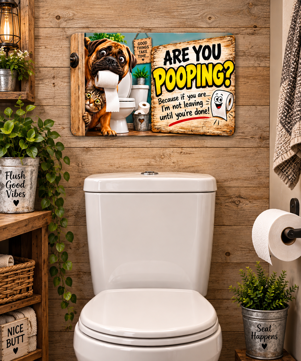 'Are You Pooping?' Aluminum Bathroom Sign