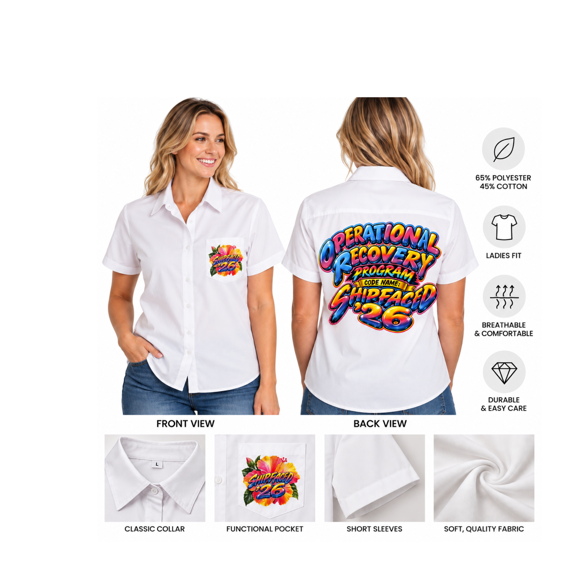 Bold Graphic Ladies' Button-Up Cruise Shirt