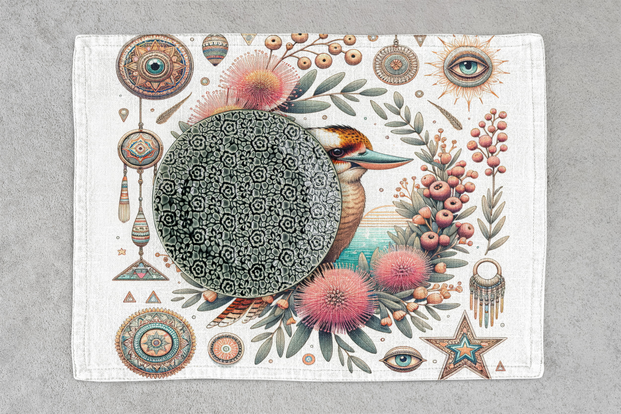 Kookaburra Delight Polyester Placemat pkt of 4