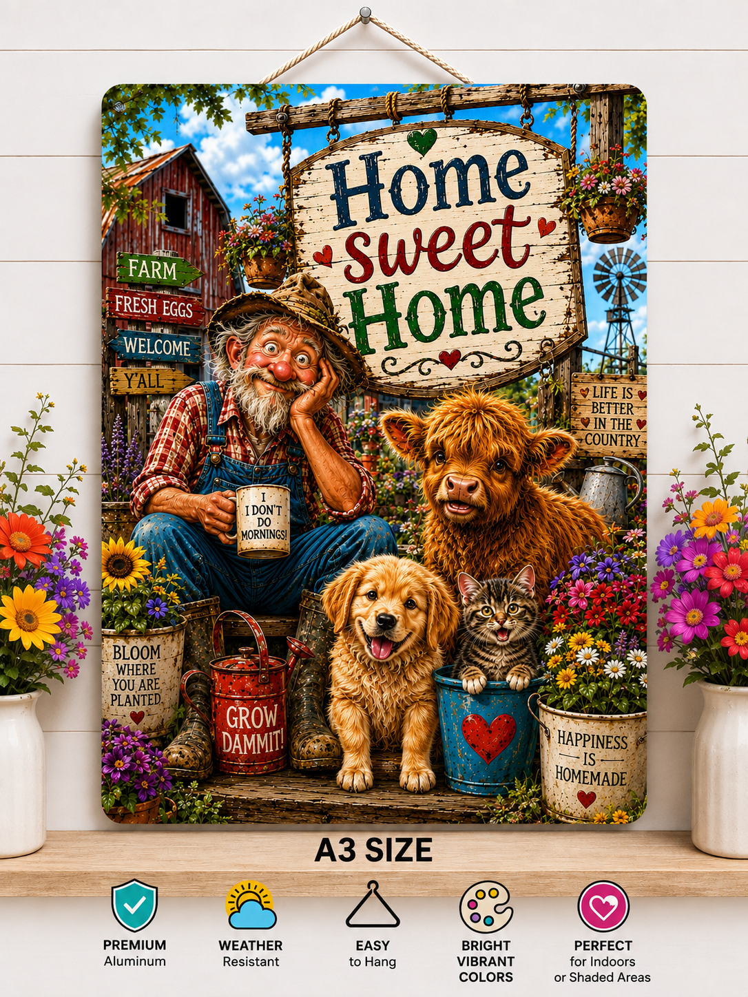 Rustic Charm 'Home Sweet Home' Welcome Sign