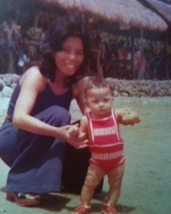 Rosalie Maduro as a young child in the Philippines with one of her mother.