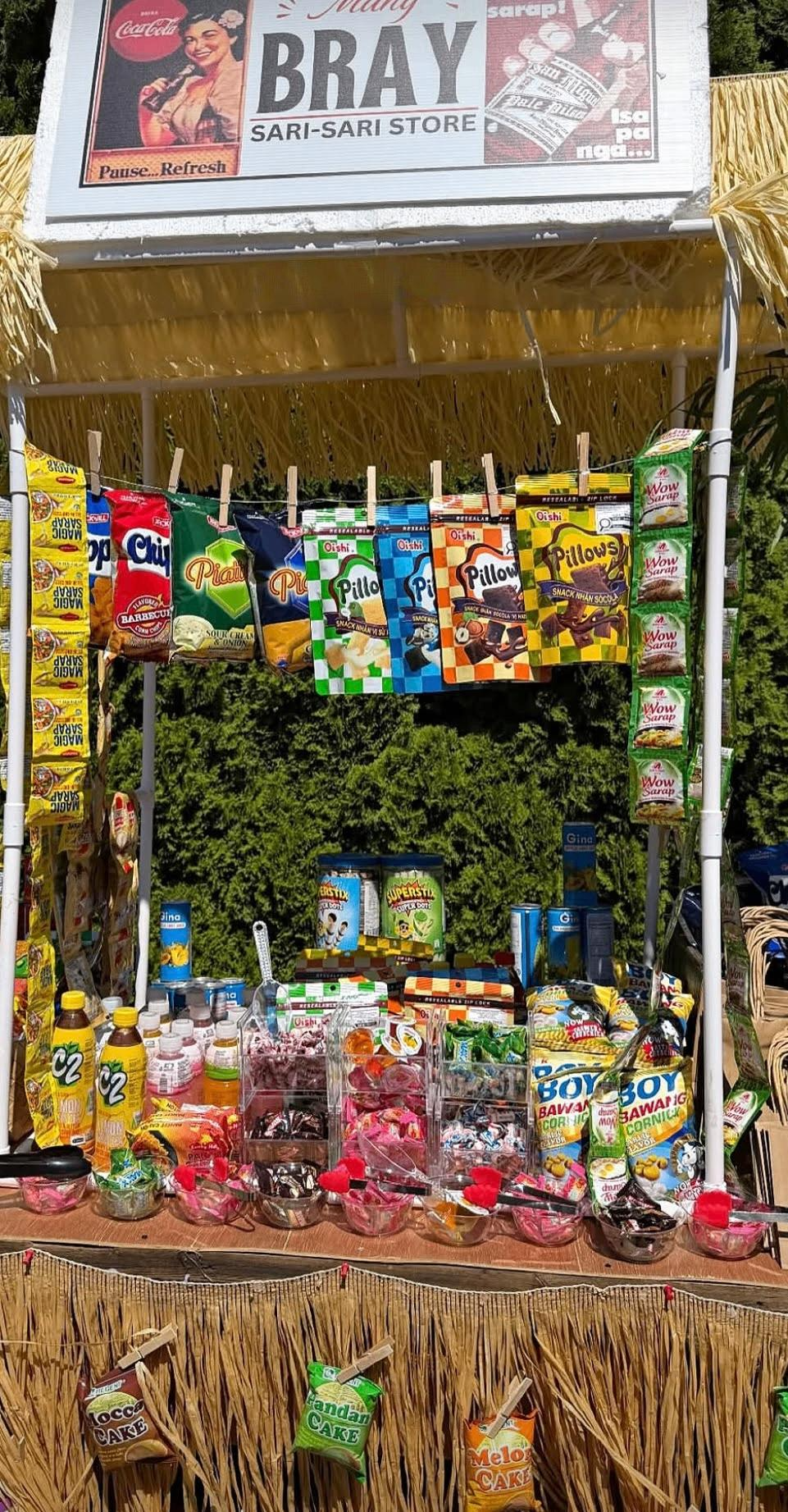 Filipino sari-sari store display with snacks and familiar Filipino products