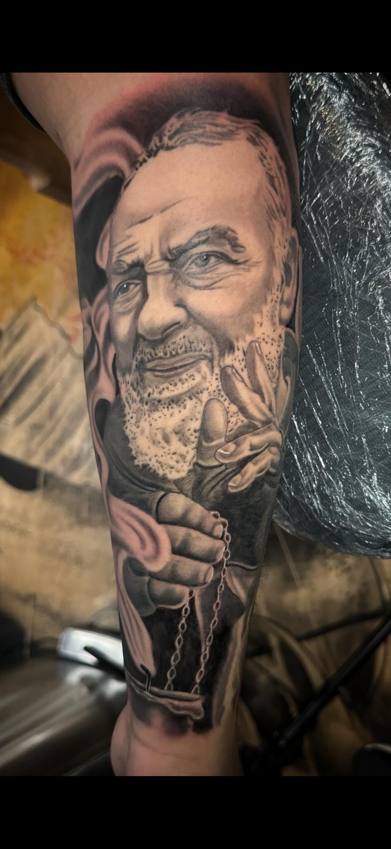 black & grey religious tattoos 