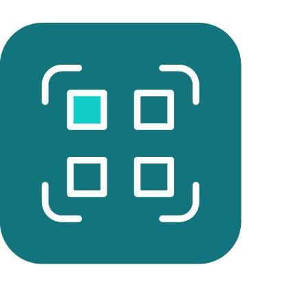 Icon showing four squares inside a rounded square with corner brackets around them, representing a grid or selection tool.