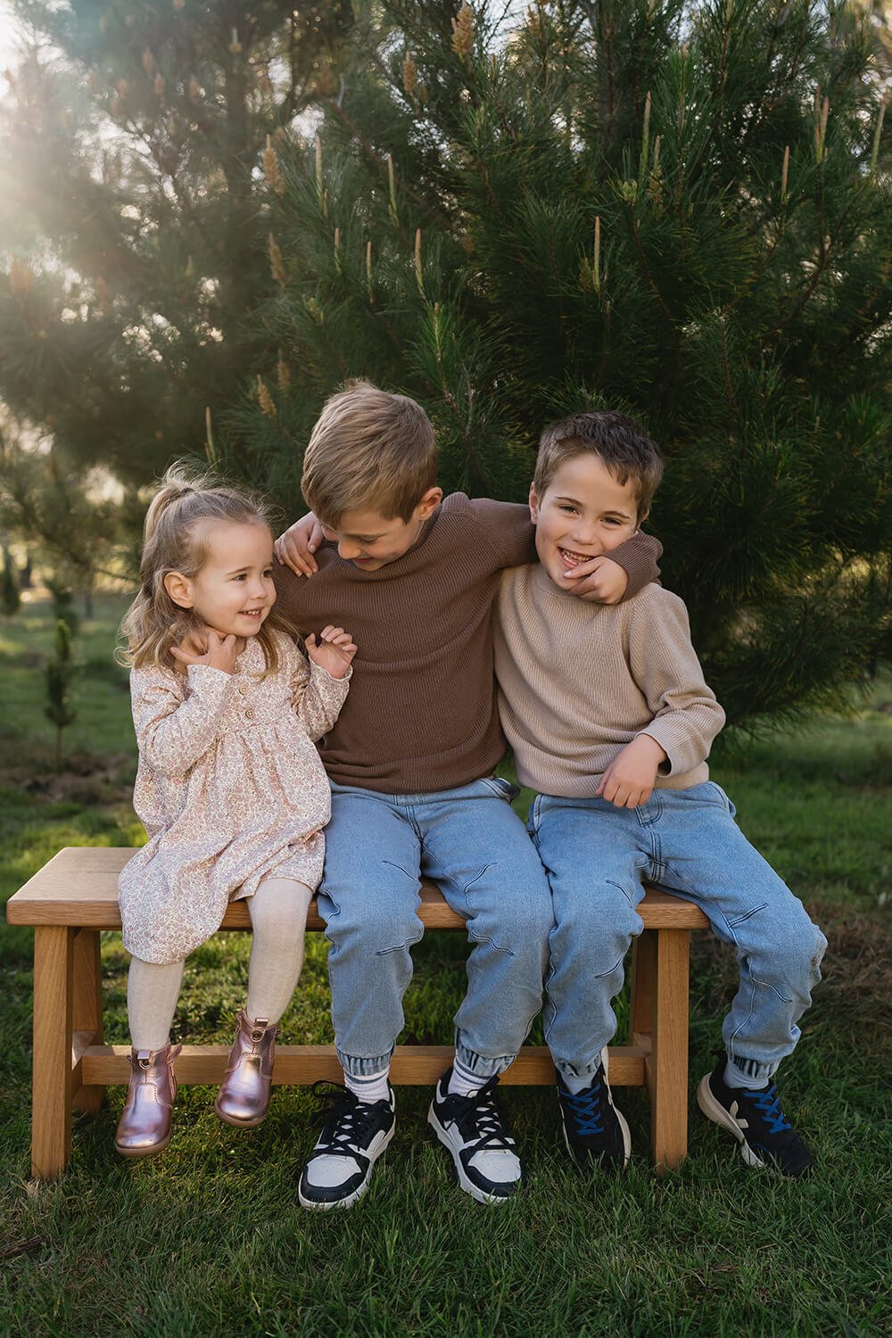 Family Christmas mini session amongst the trees at Coal Valley Christmas Tree Farm in Richmond, Tasmania