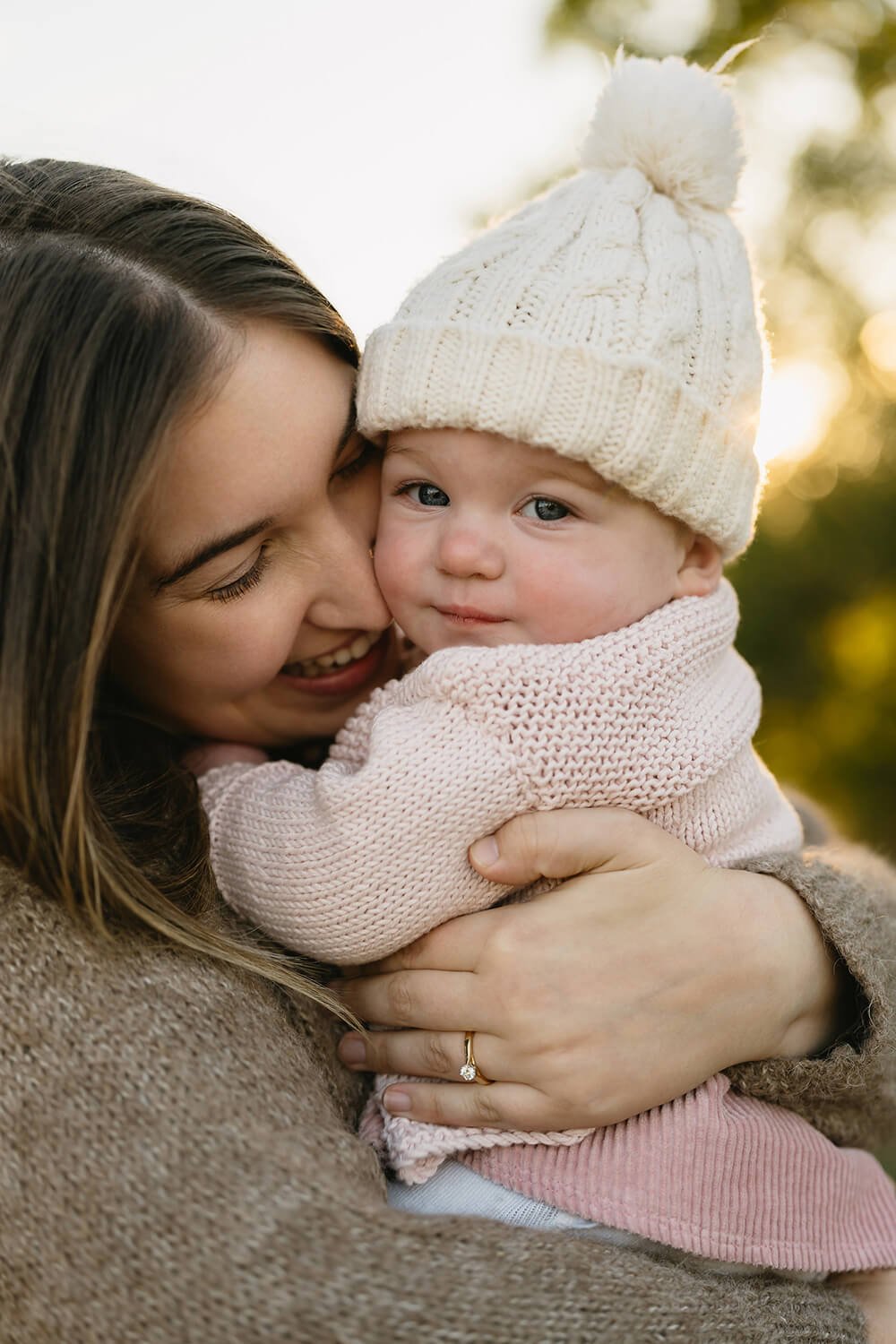 Mum cuddling her baby during a Motherhood Photography session in Hobart.