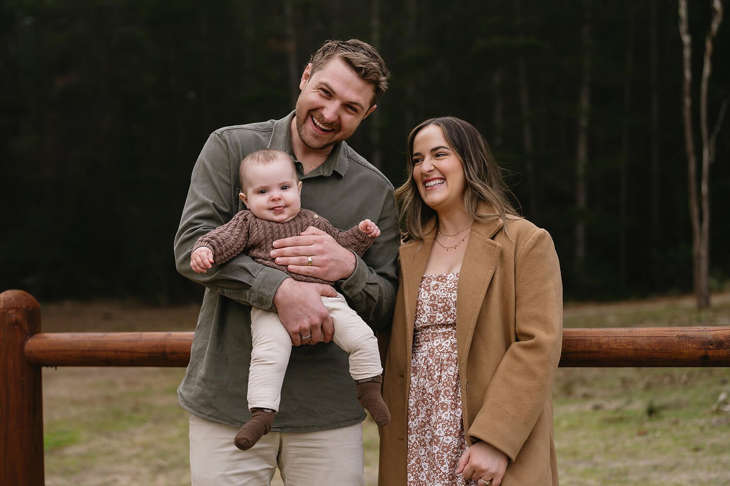 Young family at Hobart pine forest photoshoot location