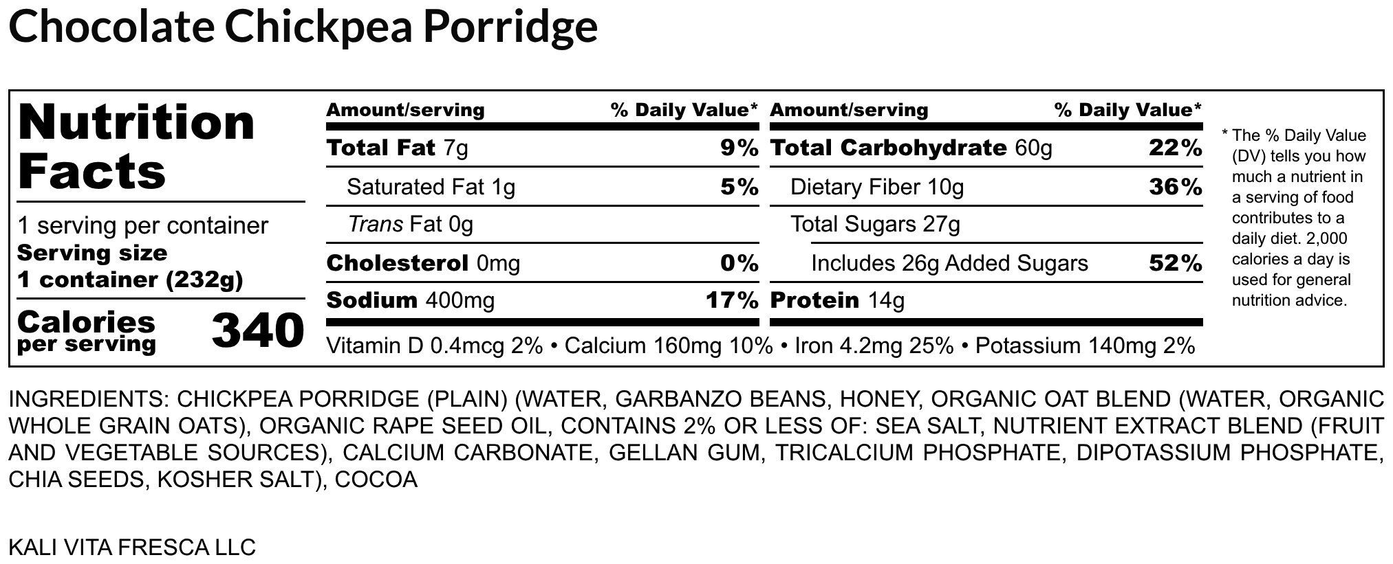 Chocolate Chickpea Porridge - Nutrition Label.png