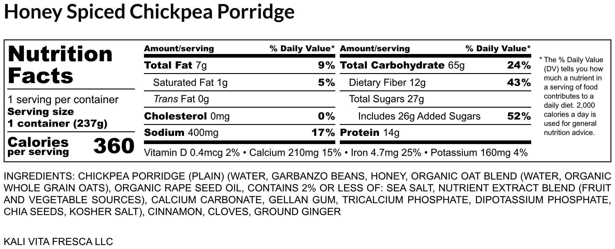 Honey Spiced Chickpea Porridge - Nutrition Label.png