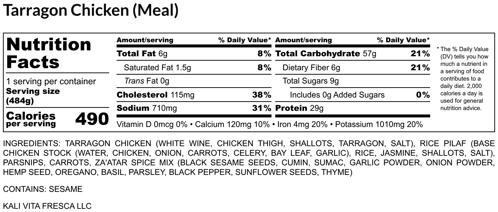 Tarragon Chicken (Meal) - Nutrition Label (1).png
