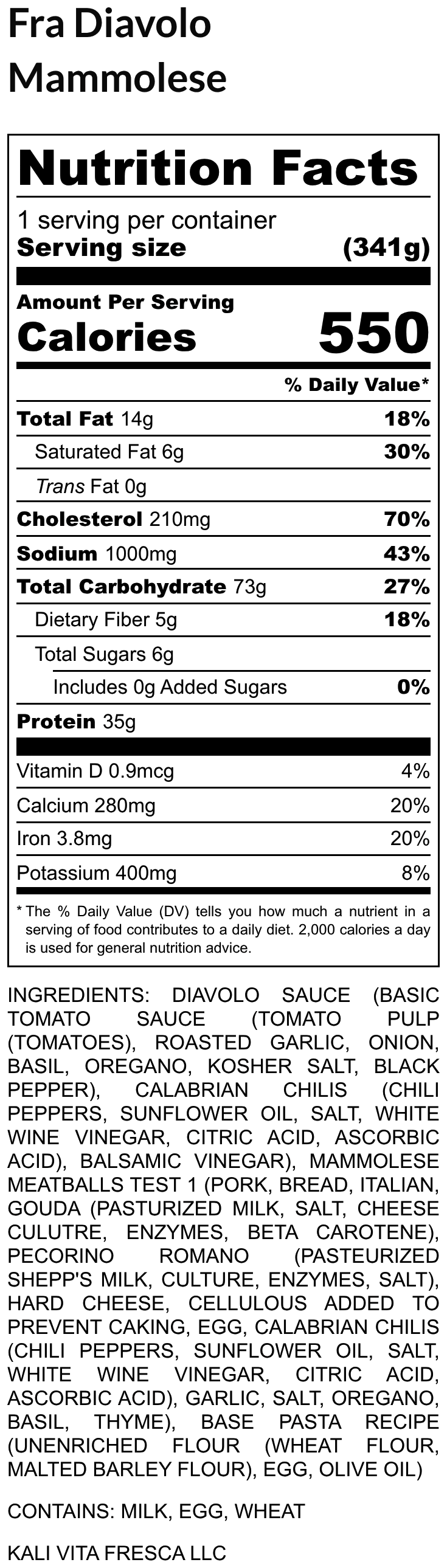 Fra Diavolo Mammolese - Nutrition Label.png