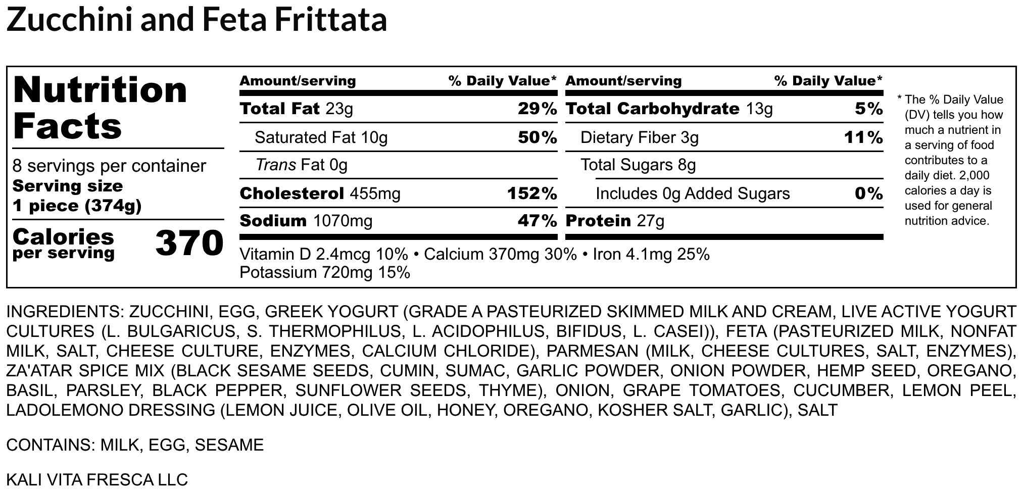 Zucchini and Feta Frittata - Nutrition Label.png