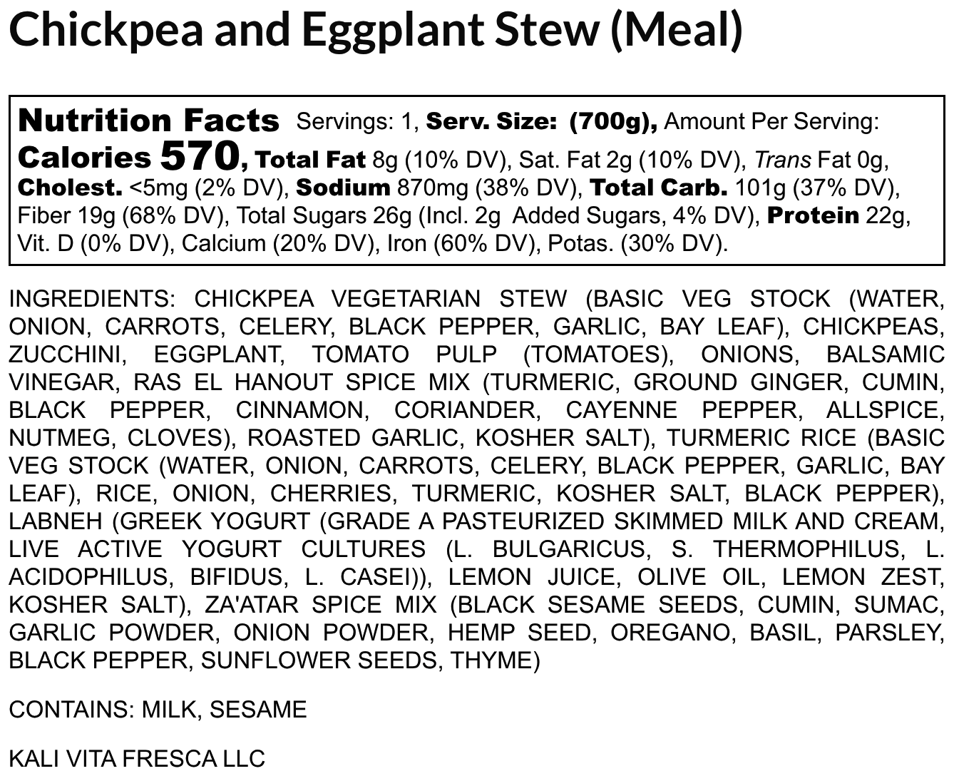 Chickpea and Eggplant Stew (Meal) (Linear) - Nutrition Label.png