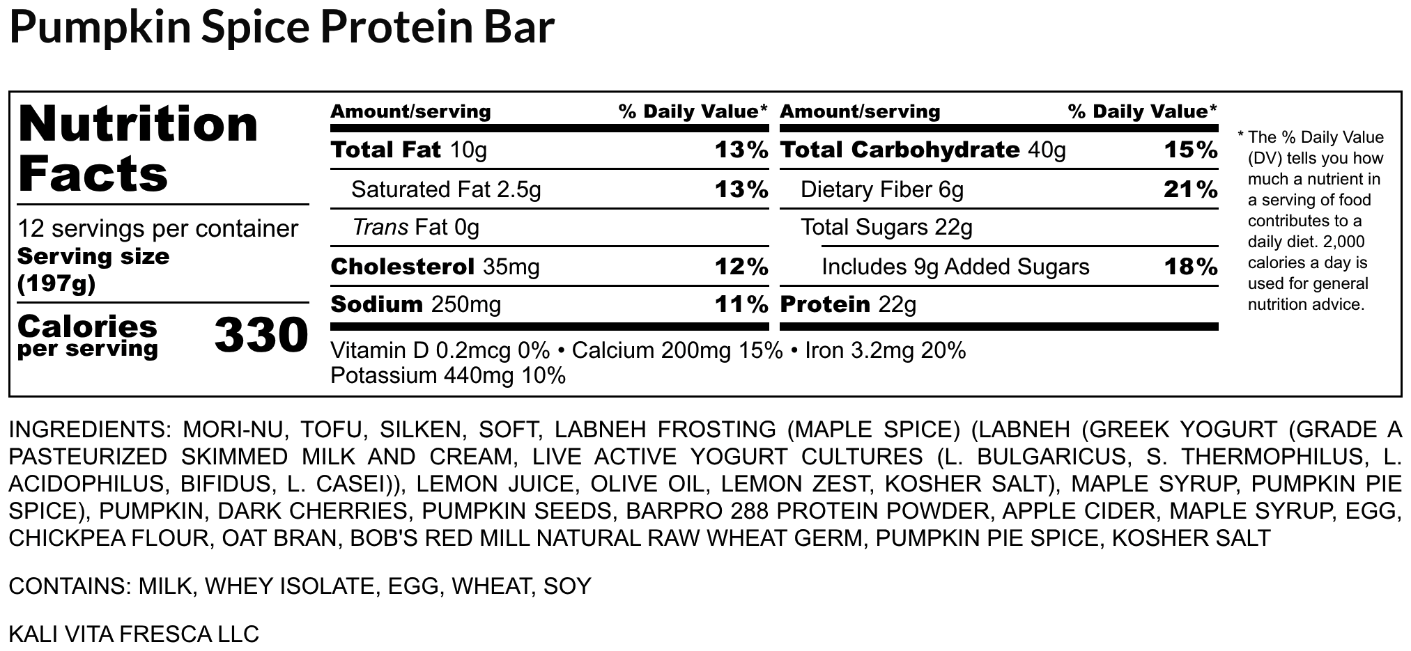Pumpkin Spice Protein Bar - Nutrition Label.png