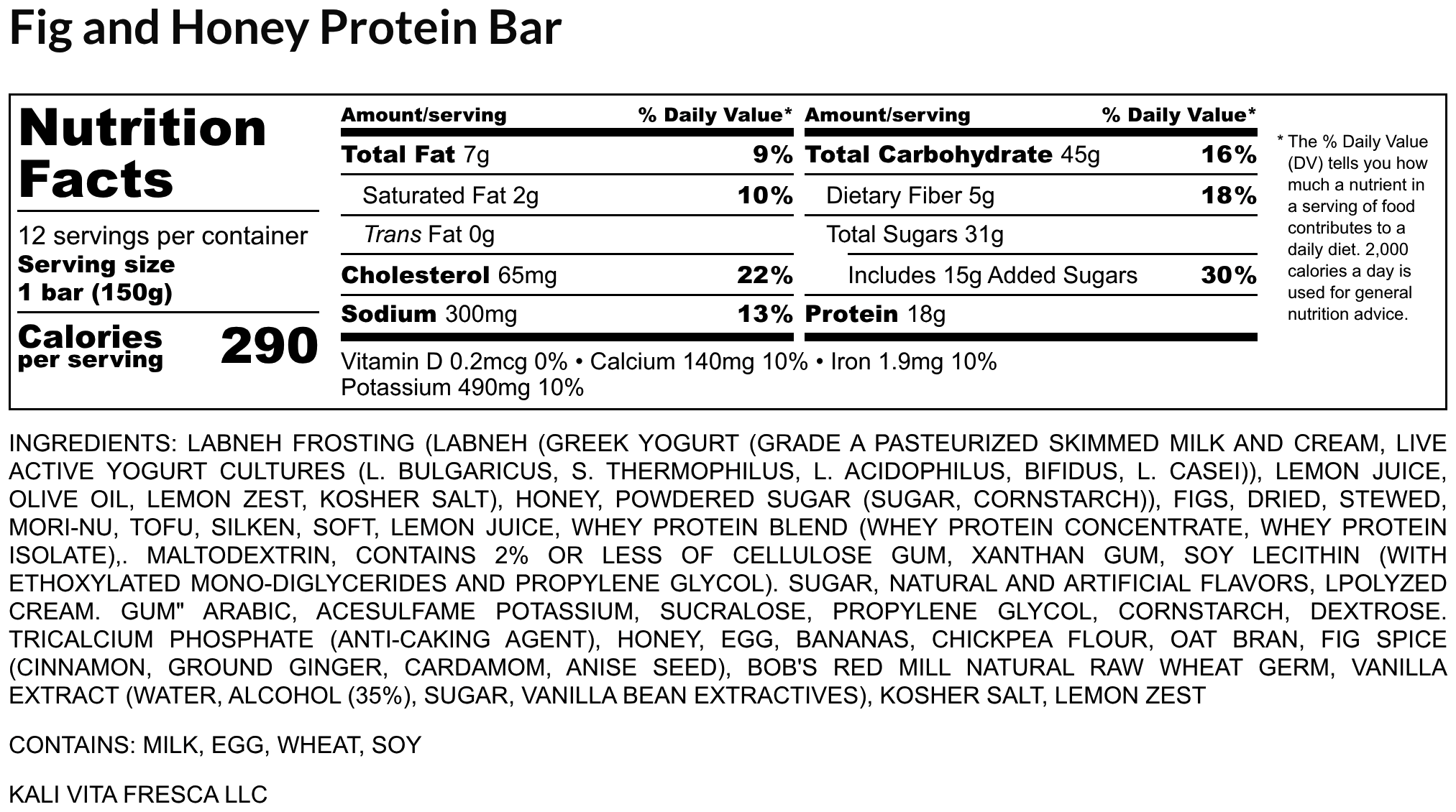 Fig and Honey Protein Bar (Tabular) - Nutrition Label.png