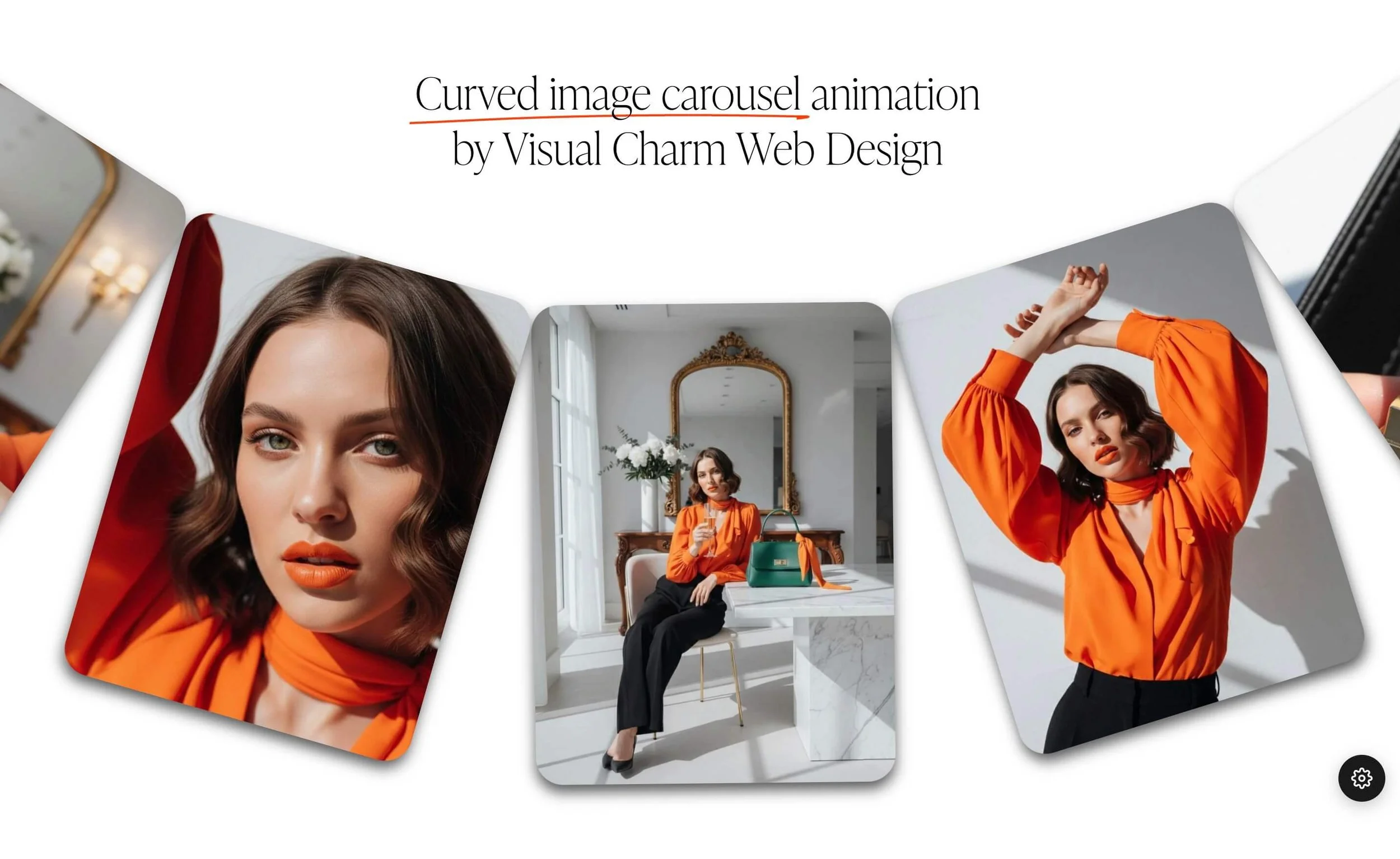 Curved image carousel animation running on a Squarespace 7.1 site