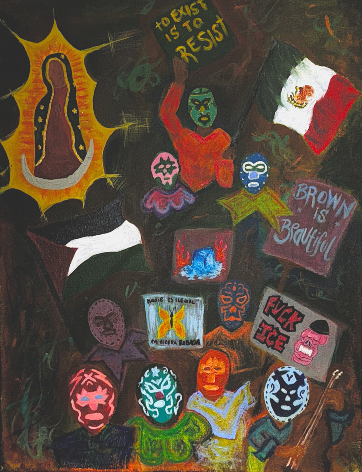 16x20 Acrylic & Oil Pastels painting by EMNI