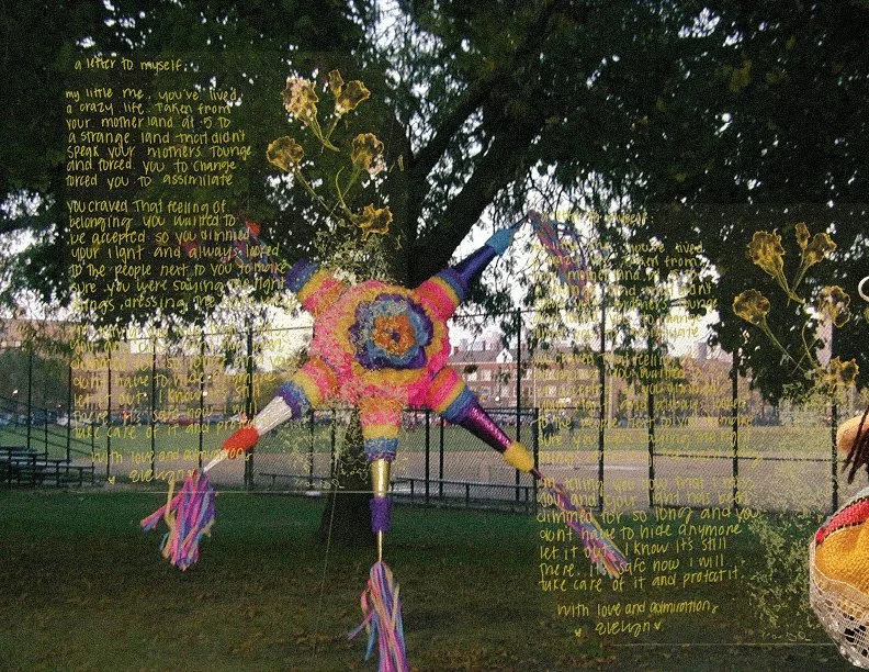 mixed media photograph of a piñata in Pilsen Chicago by EMNI