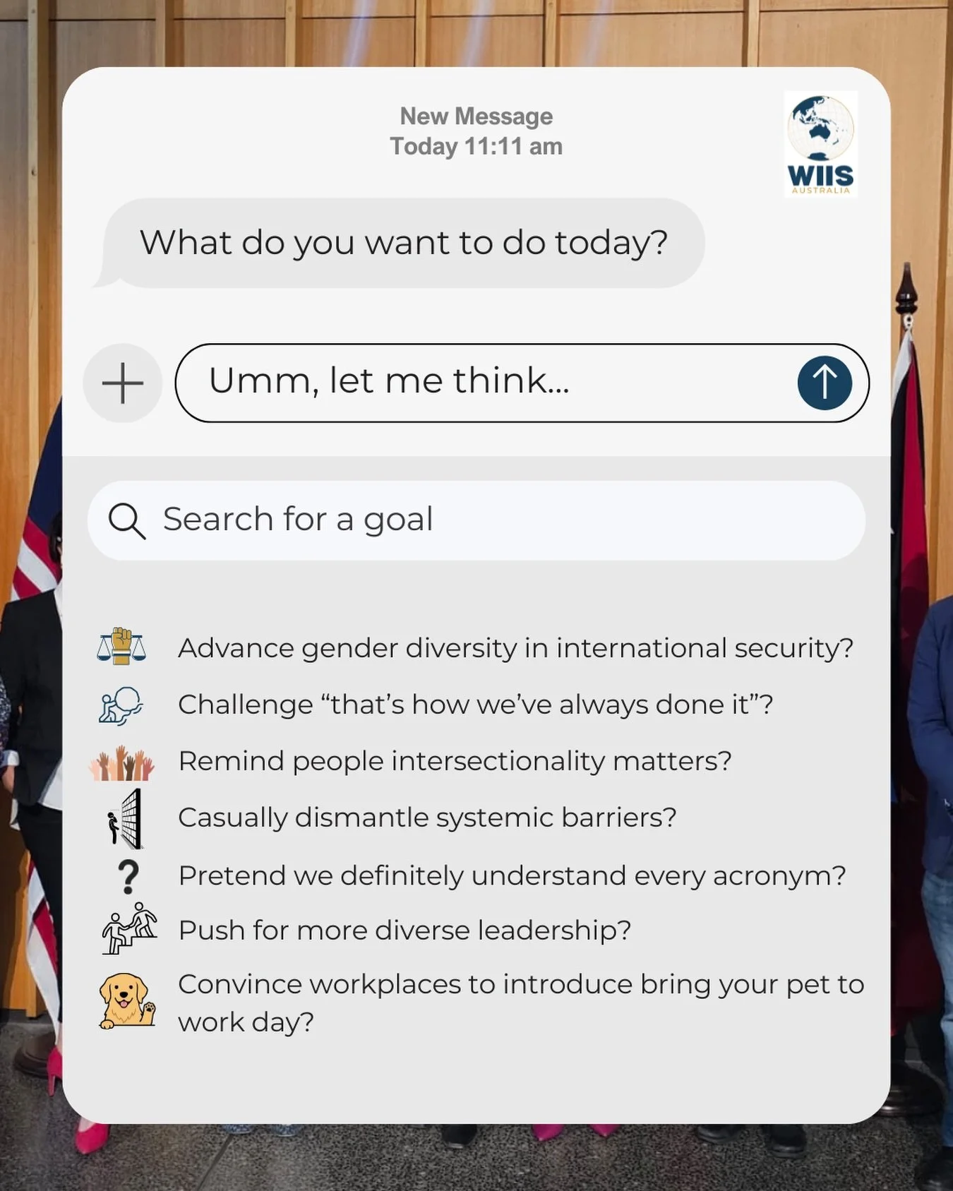 Just a normal day at Women in International Security Australia 😌☕️

From challenging outdated security thinking to decoding acronyms nobody explains, the women in security space really does have it all.

Whether you&rsquo;re a student, practitioner,