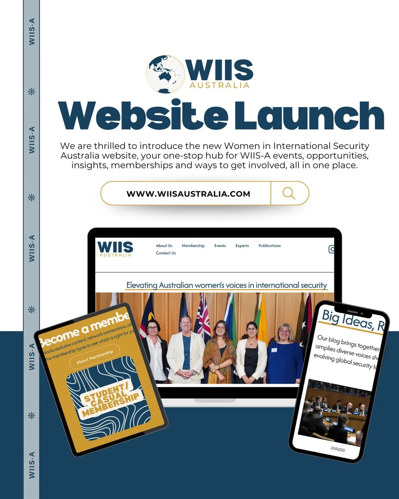 ✨ We are thrilled to introduce the brand-new WIIS-A website

Your new one-stop hub for everything Women in International Security Australia, from events, opportunities and publications to memberships, networking and ways to get involved in Australia&