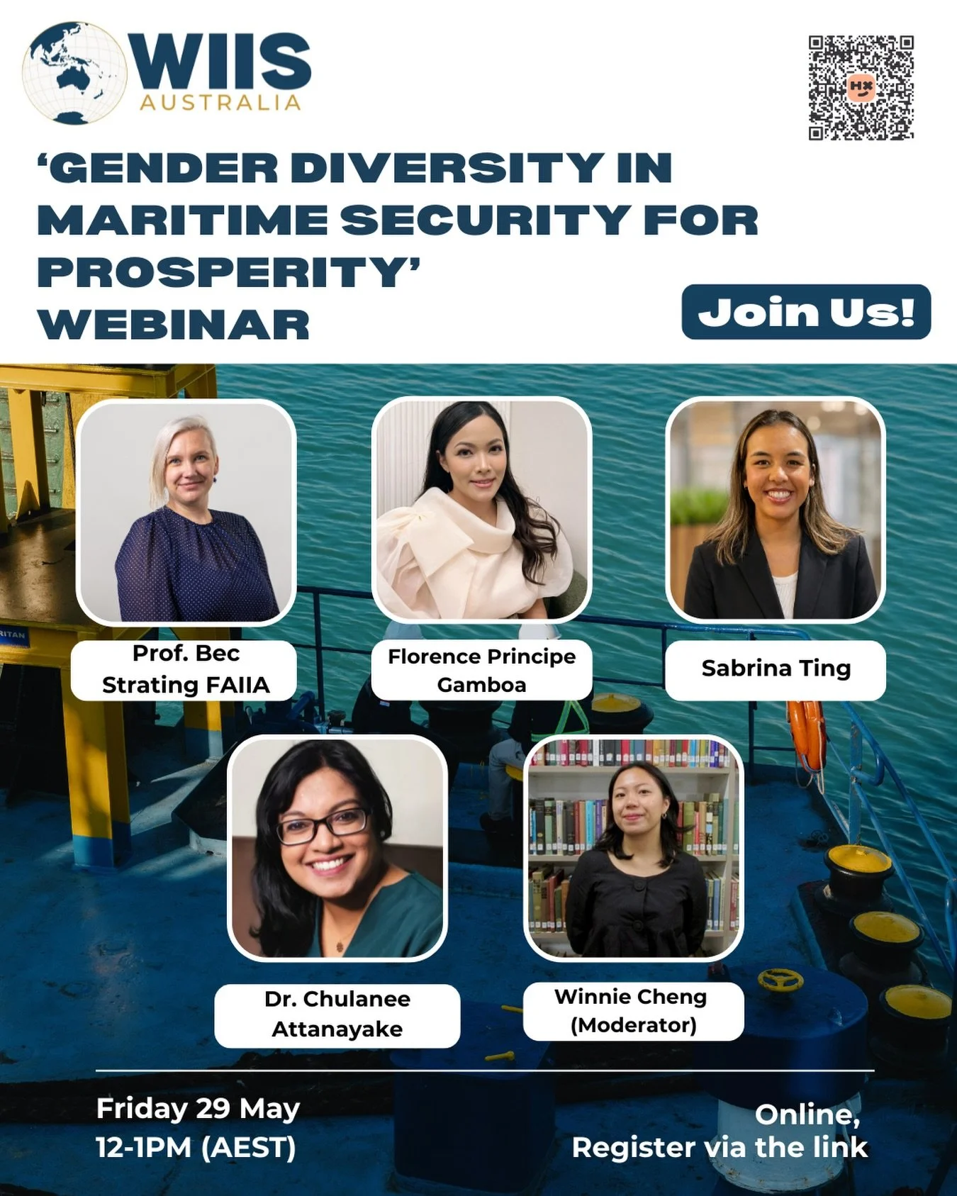 🌊 WIIS-A EVENT ANNOUNCEMENT ✨

hashtag
#WIISA is excited to officially announce the full panel for our upcoming webinar: &ldquo;Gender Diversity in Maritime Security for Prosperity.&rdquo; ⚓️🌏

Join us for an engaging discussion exploring maritime 