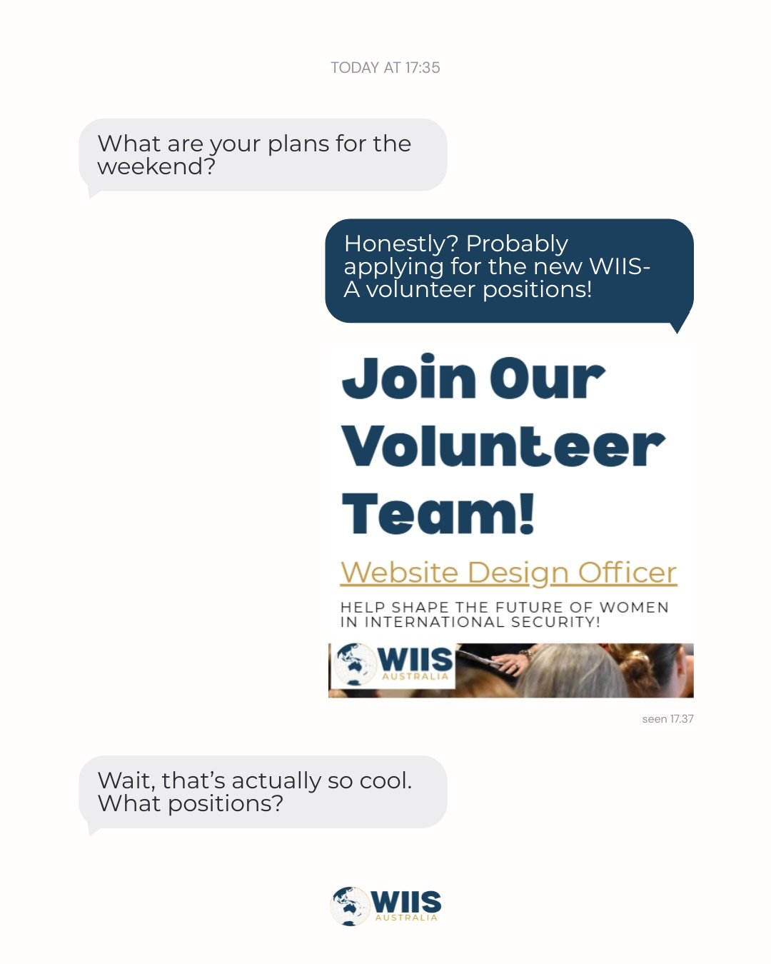 Weekend plans?
&nbsp;
✅ Brunch ✅ Catching up on sleep ✅ Applying for a WIIS-A volunteer position
&nbsp;
We&rsquo;re currently looking for a Website Design Officer and a Fundraising &amp; Partnerships Officer to join our incredible team.
&nbsp;
Whethe