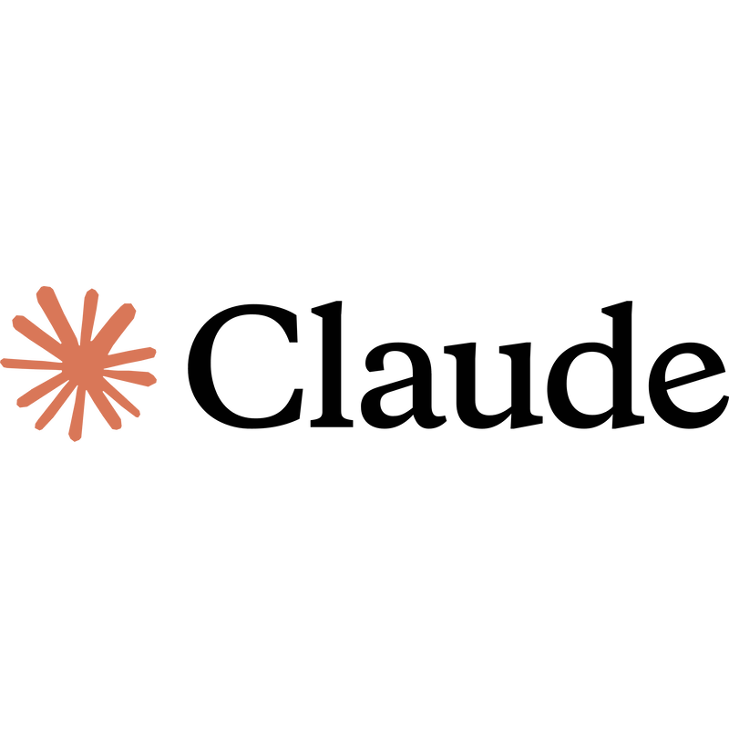 The logo features a stylized asterisk with a peach color, positioned to the left of the black text 'Claude' written in a modern font.