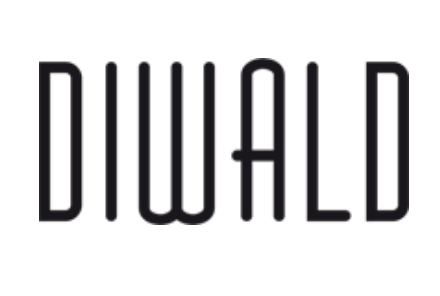 Der Schriftzug 'DIWALD' in schwarzen, dünnen Buchstaben auf weißem Hintergrund.
