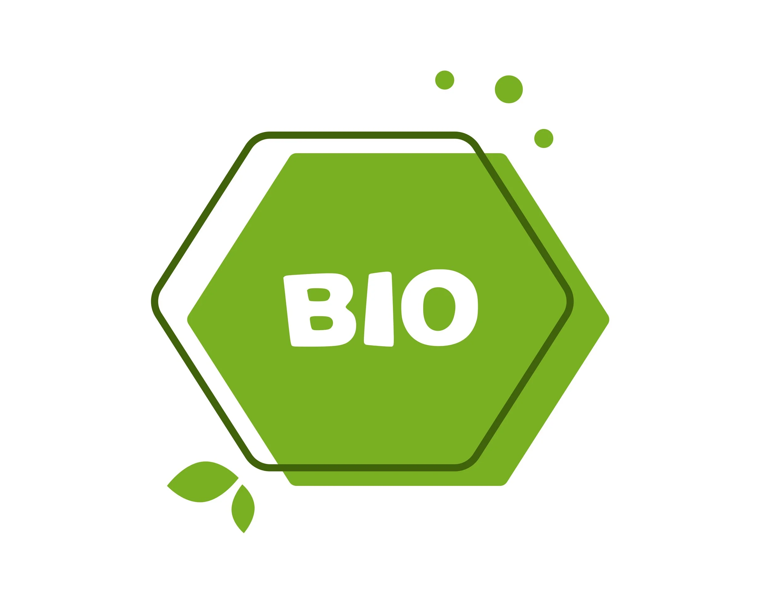 Grafik eines grünen Bio-Siegels mit Biene und Blume