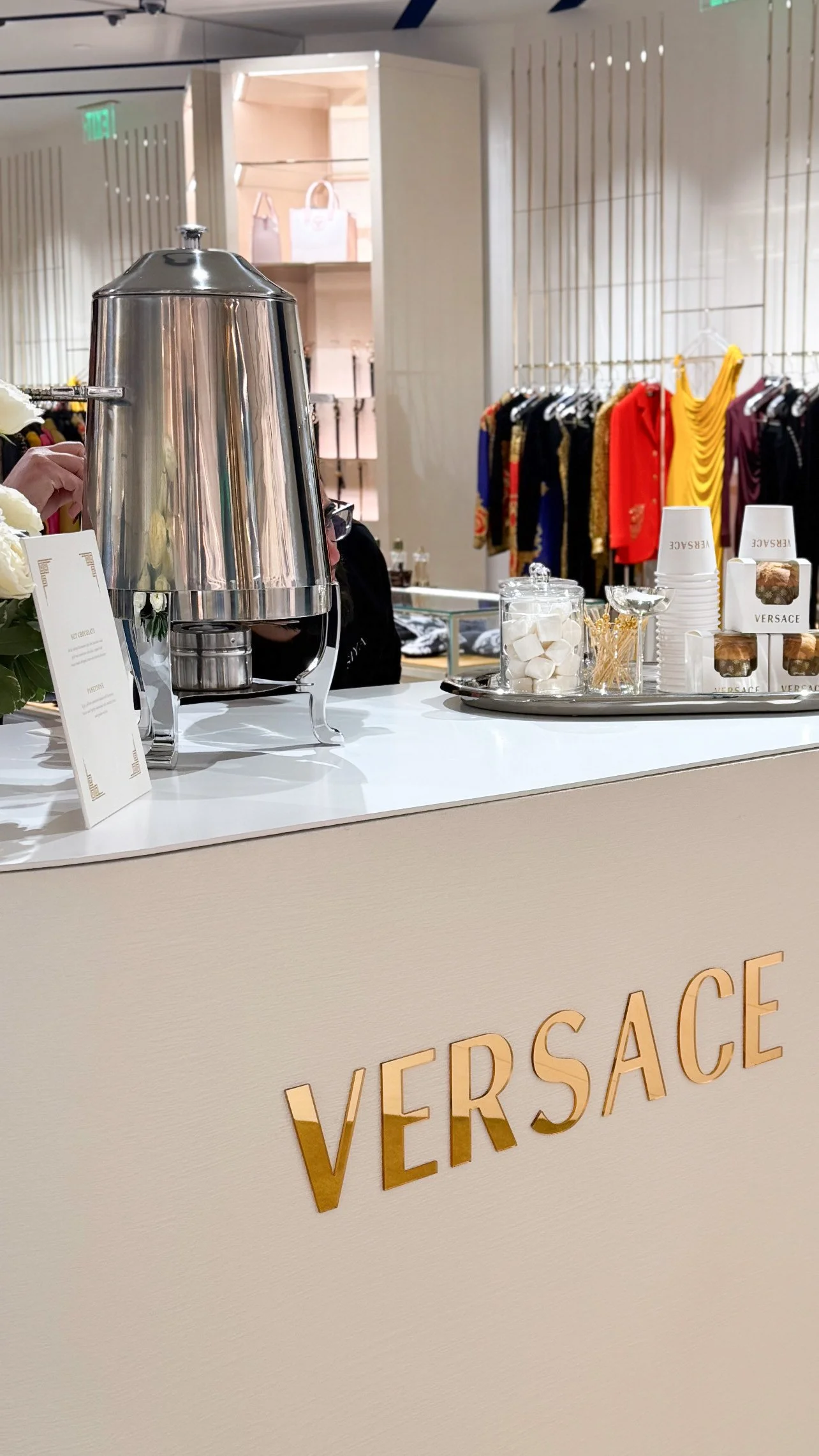 Siya Studio holiday hot chocolate bar for Versace in-store brand activation Valley Fair San Jose