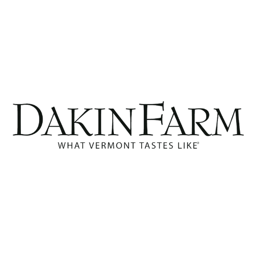 Logo for Dakin Farm with the tagline "What Vermont Tastes Like"