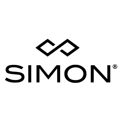 Simon logo with stylized diamond shapes above the name 'SIMON' in bold black letters.