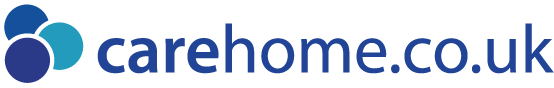 CareHome.co.uk logo with a blue and purple graphic of three circles to the left of the text