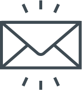 Icon of an envelope with sound lines indicating a message or notification
