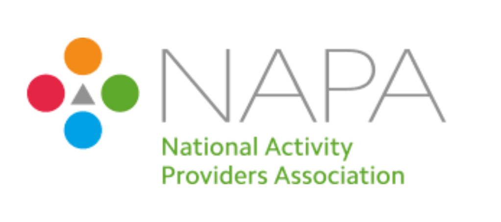 Logo of the National Activity Providers Association, featuring five overlapping circles in orange, red, green, blue, and gray, and the acronym NAPA with the full name beneath.