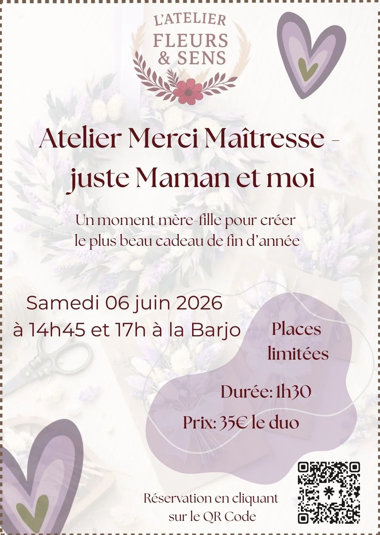 Atelier Merci Maitresse - Juste maman et moi - 06/06 à 17h00 [acompte 30% - 11€]