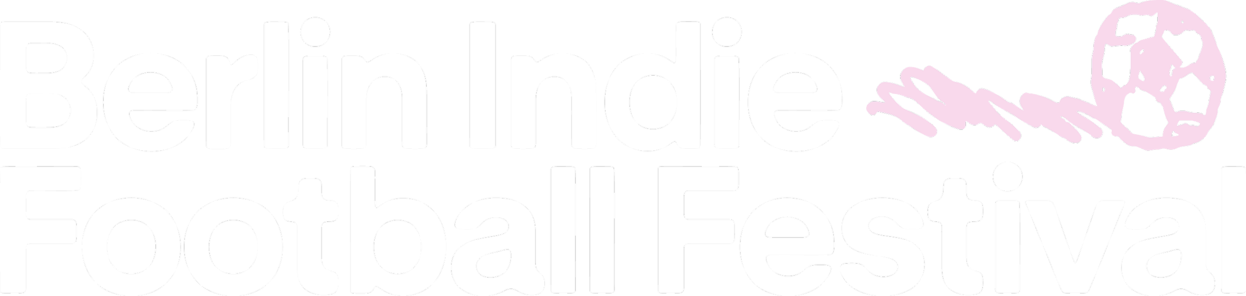 Logo of the Berlin Indie Football Festival featuring stylized pink football with motion lines next to the text.