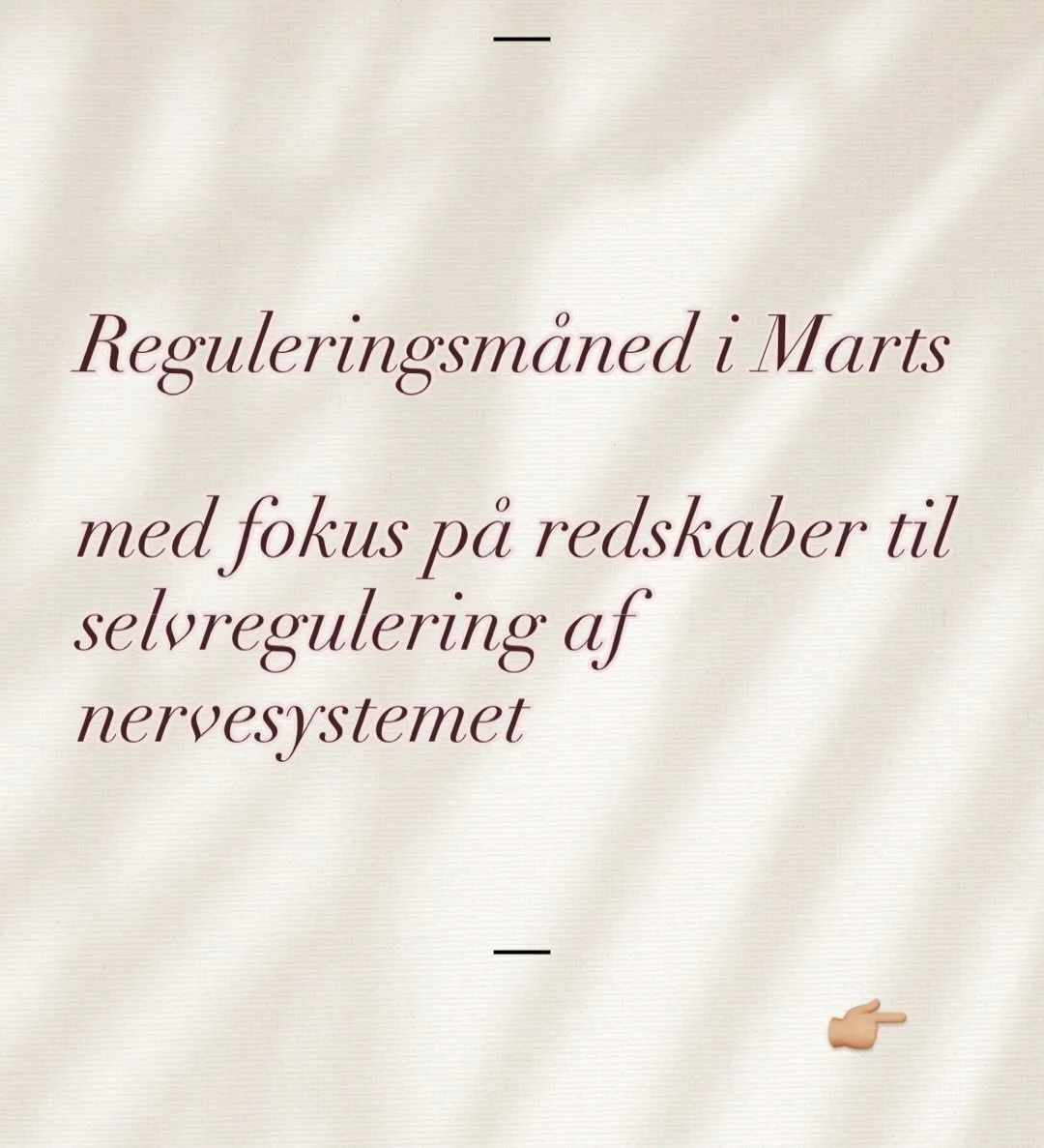 Reguleringsm&aring;ned hos Regulated〰️🫂🧘🏼&zwj;♀️l&aelig;s med

〰️ Vi skal l&aelig;re at fort&aelig;lle, afsp&aelig;nde og p&aring;virke vores nervesystem. 1 skridt ad gangen, mod en mere balanceret funktion🙏🏼 

Form&aring;let er at du gennem &os